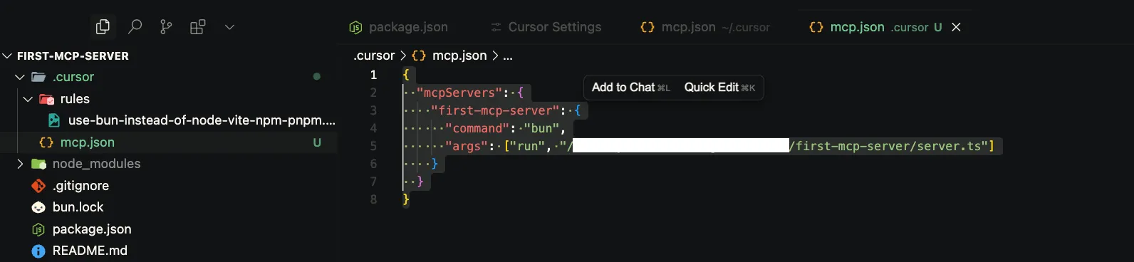 MCP JSON File in Cursor