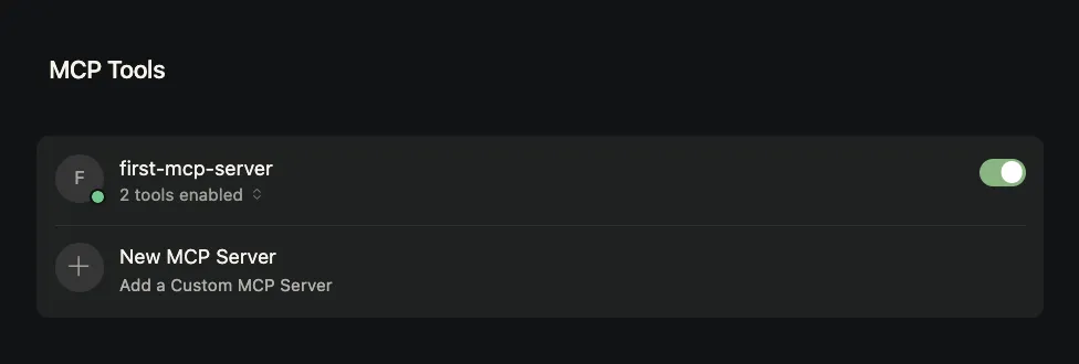 MCP List in Cursor Settings