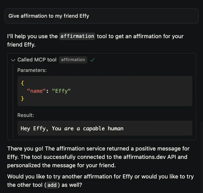 Test MCP in chat
